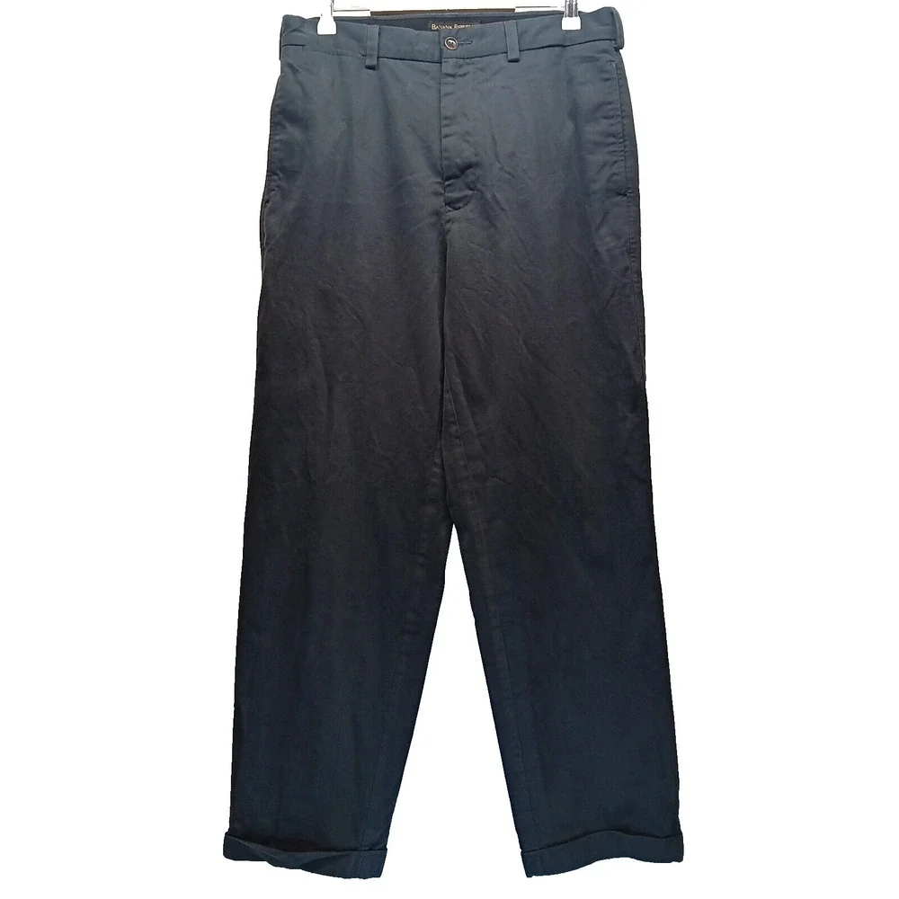 Banana Republic Emerson Chino Pant Men's 33x30 Grey Cuffed Business Casual GUC